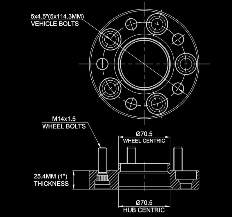 Ford Wheel Spacers Adapters Dimension Diagram